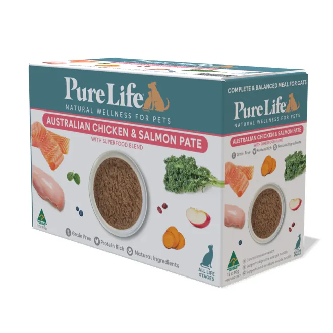 Pure Life Cat Chicken and Salmon Pate 12pk 